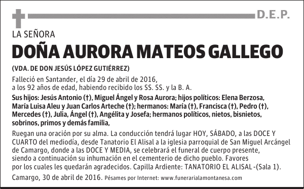 Doña Aurora Mateos Gallego