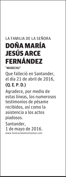 DOÑA MARÍA JESÚS ARCE FERNÁNDEZ