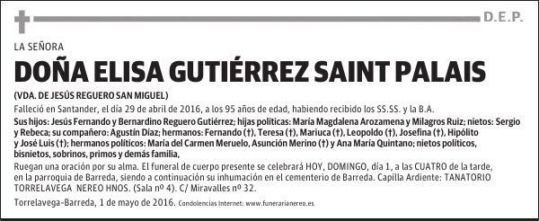 DOÑA ELISA GUTIÉRREZ SAINT PALAIS