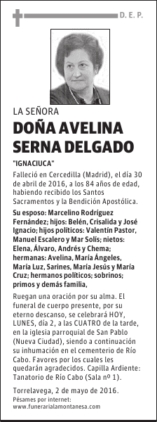 Doña Avelina Serna Delgado