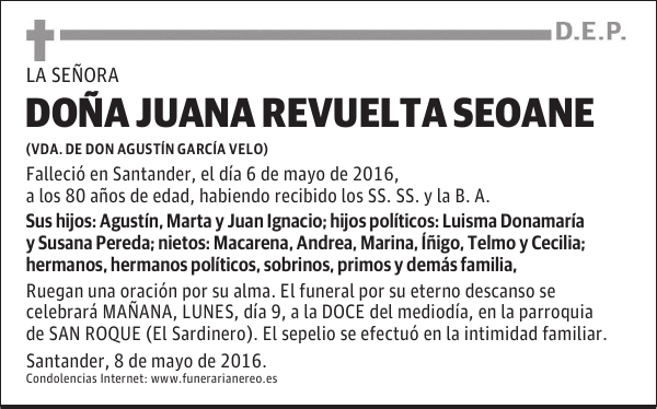 DOÑA JUANA REVUELTA SEOANE
