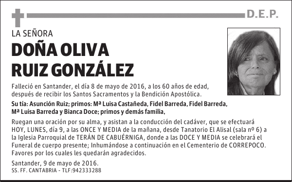DOÑA OLIVA RUIZ GONZÁLEZ