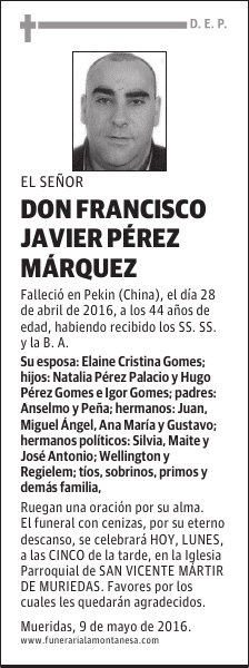 DON FRANCISCO JAVIER PÉREZ MÁRQUEZ