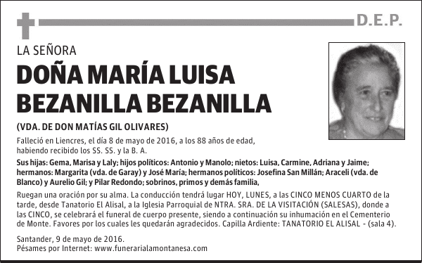 DOÑA MARÍA LUISA BEZANILLA BEZANILLA