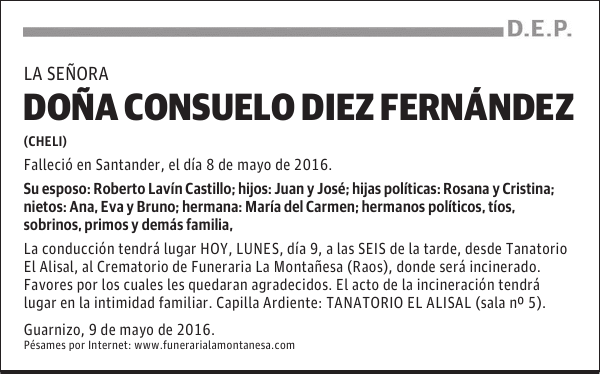 DOÑA CONSUELO DIEZ FERNÁNDEZ