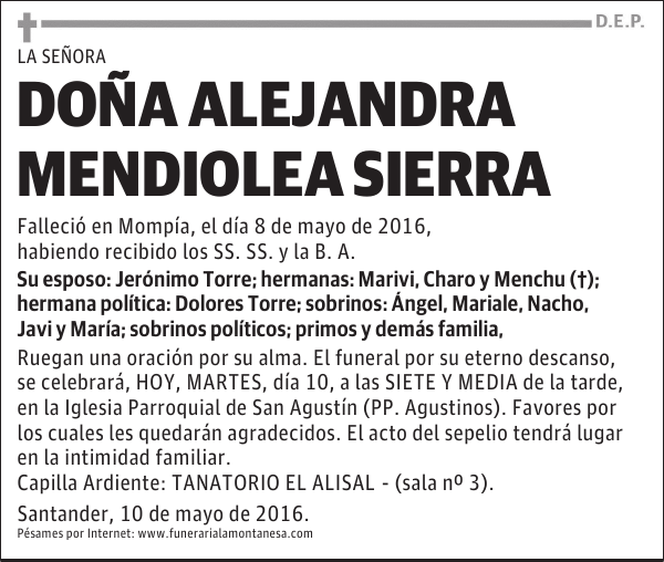 DOÑA ALEJANDRA MENDIOLEA SIERRA