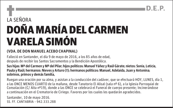 DOÑA MARÍA DEL CARMEN VARELA SIMÓN