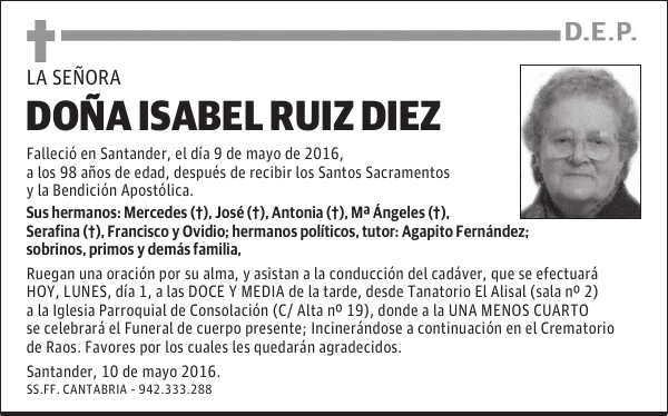 DOÑA ISABEL RUIZ DIEZ