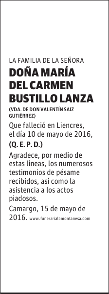 Doña María del Carmen Bustillo Lanza