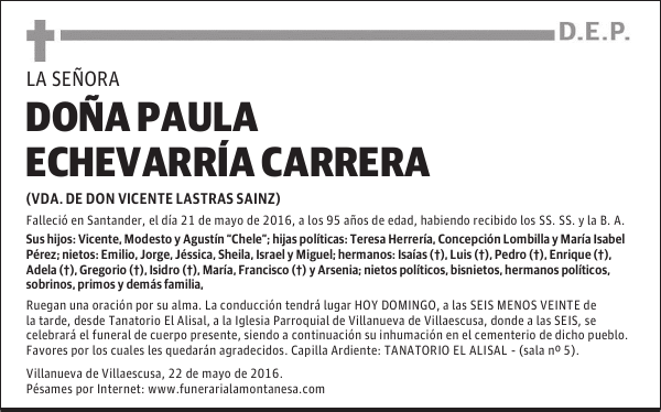 DOÑA PAULA ECHEVARRÍA CARRERA