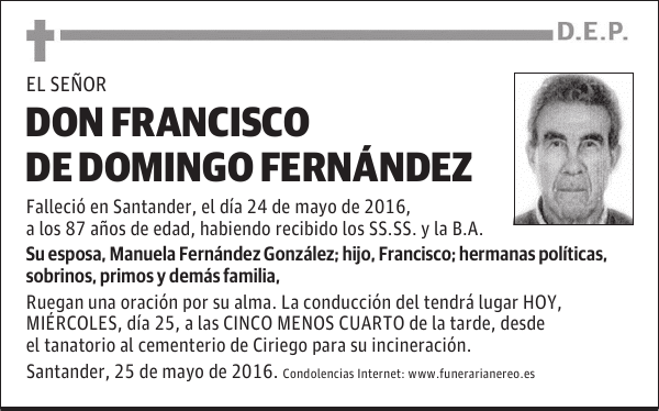 DON FRANCISCO DE DOMINGO FERNANDEZ