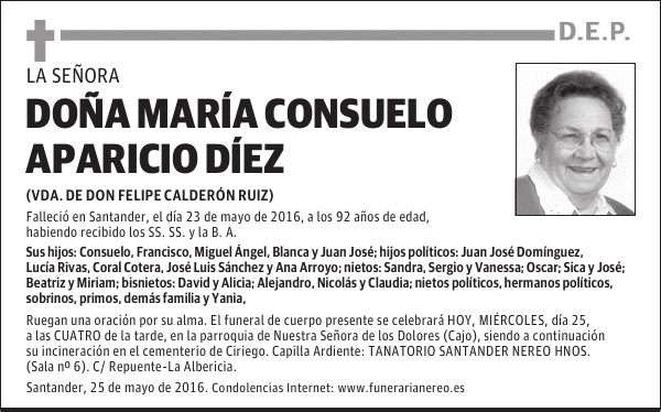 DOÑA MARIA CONSUELO APARICIO DIEZ