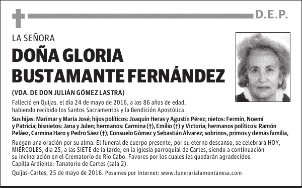 Doña Gloria Bustamante Fernández