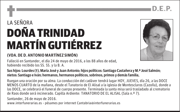Da. TRINIDAD MARTÍN GUTIÉRREZ