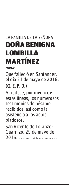 Doña Benigna Lombilla Martínez