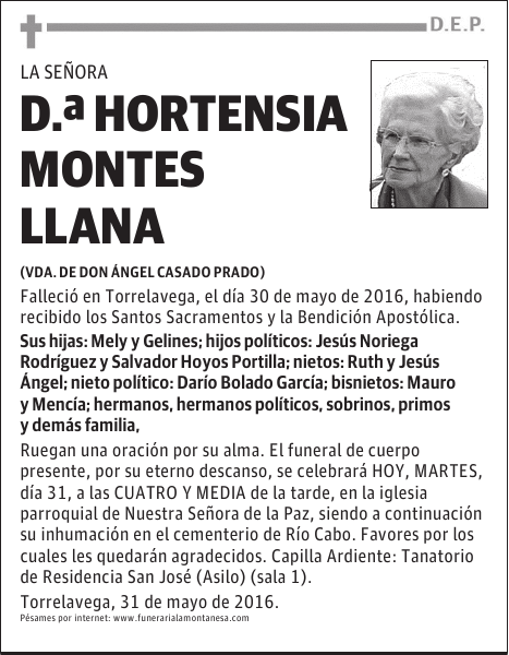 Doña Hortensia Montes Llana