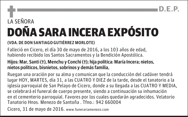 DOÑA SARA INCERA EXPÓSITO