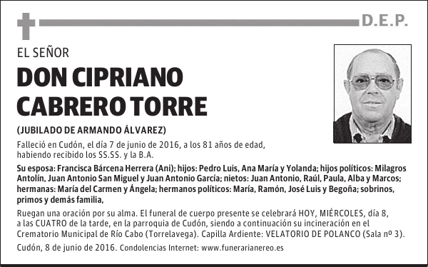 DON CIPRIANO CABRERO TORRE
