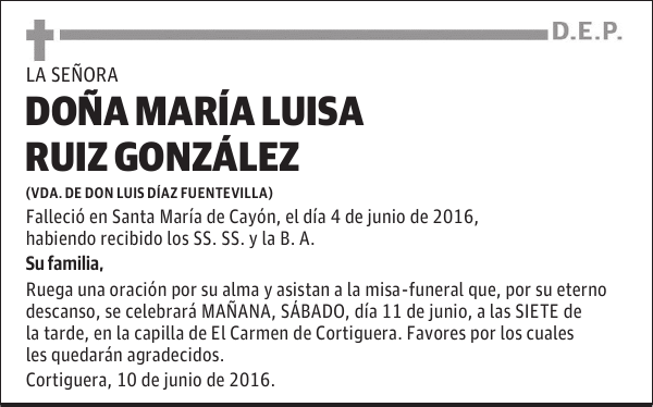 DOÑA MARÍA LUISA RUIZ GONZÁLEZ