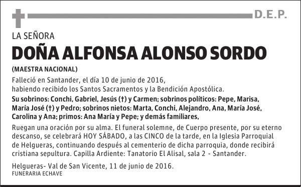 DOÑA ALFONSA ALONSO SORDO