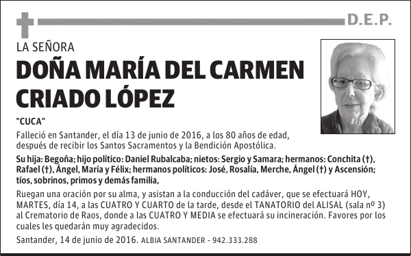DONA MARÍA DEL CARMEN CRIADO LÓPEZ