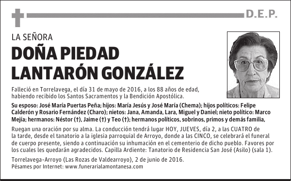 Doña Piedad Lantarón González