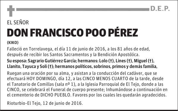 DON FRANCISCO POO PÉREZ