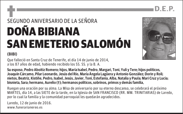 DOÑA BIBIANA SAN EMETERIO SALOMÓN