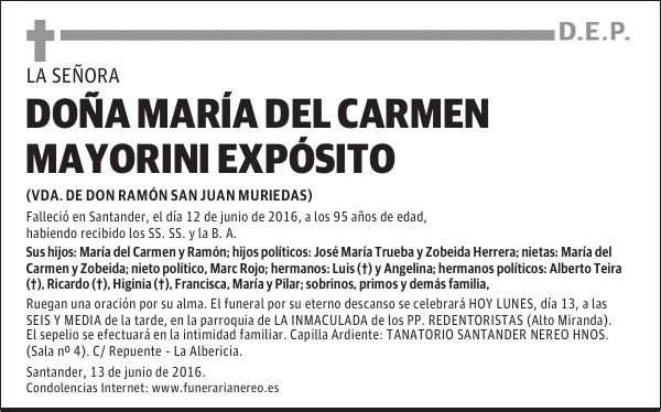 DOÑA MARÍA DEL CARMEN MAYORINI EXPÓSITO