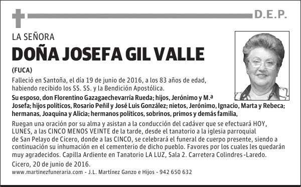Da JOSEFA GIL VALLE