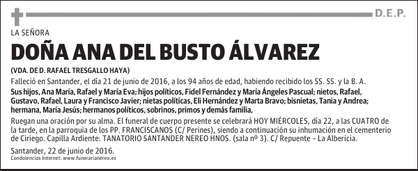 DOÑA ANA DEL BUSTO ÁLVAREZ