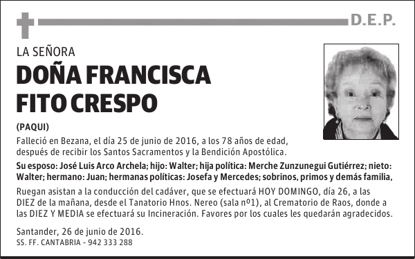 DOÑA FRANCISCA FITO CRESPO