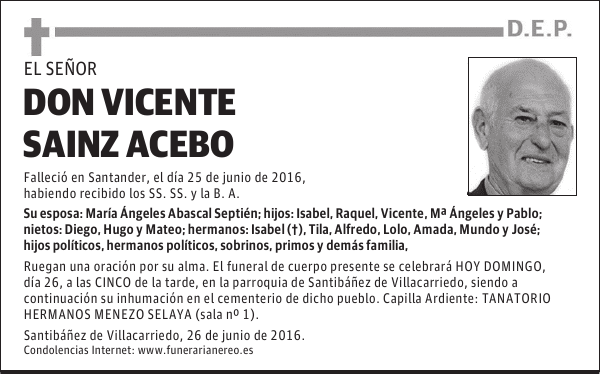 DON VICENTE SAINZ ACEBO