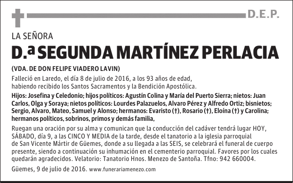 DOÑA SEGUNDA MARTÍNEZ PERLACIA