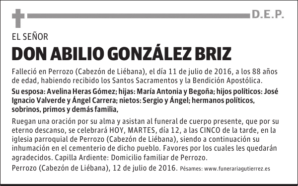 D. ABILIO GONZÁLEZ BRIZ