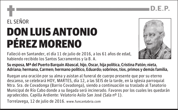 Don Luis Antonio Pérez Moreno
