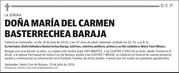 DOÑA MARÍA DEL CARMEN BASTERRECHEA BARAJA