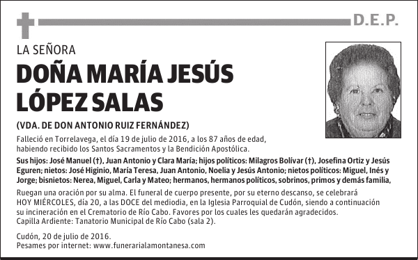 DOÑA MARÍA JESÚS LÓPEZ SALAS