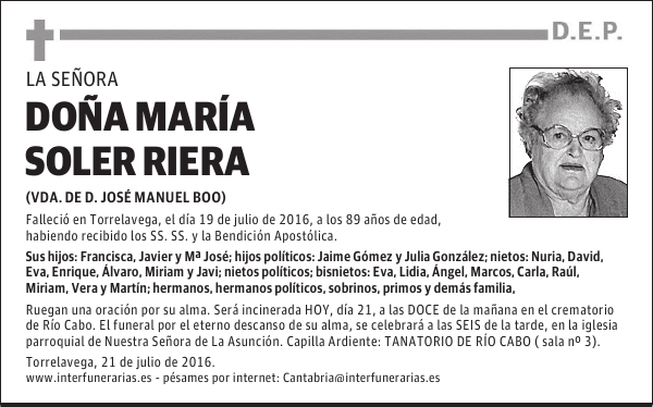 DOÑA. MARÍA SOLER RIERA