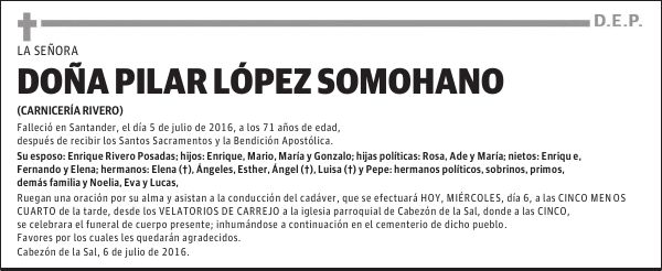 DOÑA PILAR LÓPEZ SOMOHANO