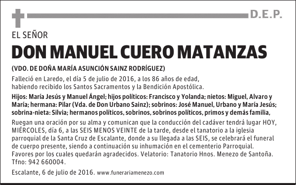 DON MANUEL CUERO MATANZAS