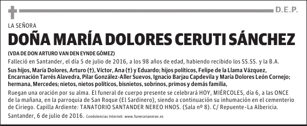 DOÑA MARÍA DOLORES CERUTI SÁNCHEZ