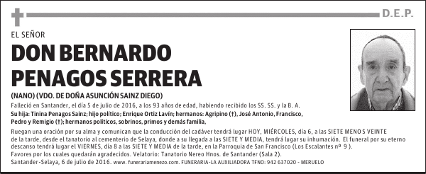 DON BERNARDO PENAGOS SERRERA