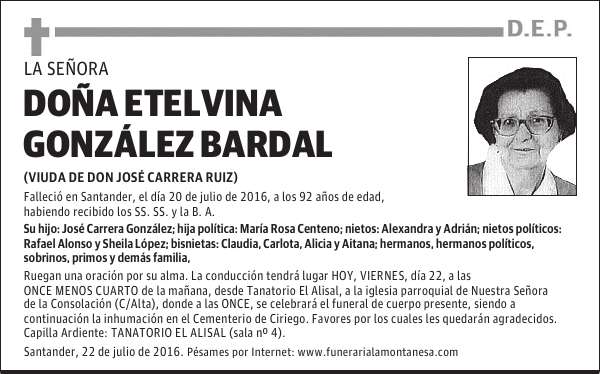 Doña Etelvina González Bardal