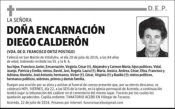 Doña. Encarnación Diego Caldbrón