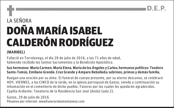 Doña María Isabel Calderón Rodríguez