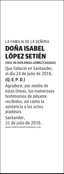 DOÑA ISABEL LÓPEZ SETIÉN
