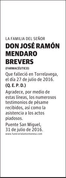 DON JOSÉ RAMÓN MENDARO BREVERS