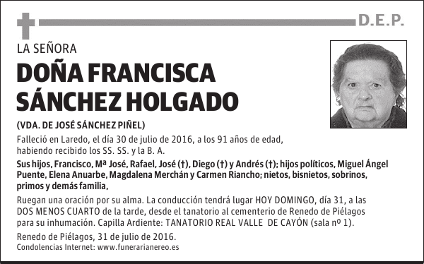 DOÑA FRANCISCA SÁNCHEZ HOLGADO