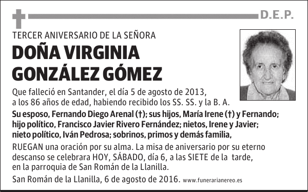 DOÑA VIRGINIA GONZALEZ GOMEZ